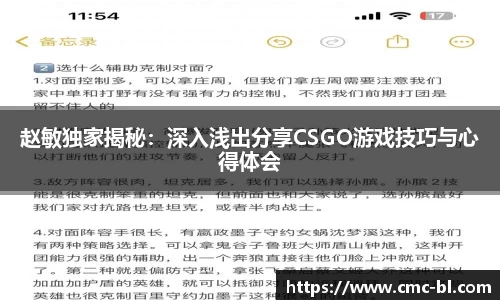 赵敏独家揭秘:深入浅出分享CSGO游戏技巧与心得体会