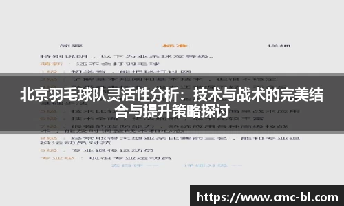 北京羽毛球队灵活性分析：技术与战术的完美结合与提升策略探讨